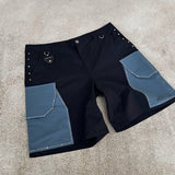 "Bella" Jeweled Cargo Short (Black)