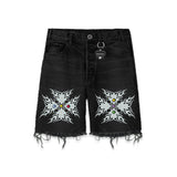 "Taboo" Jeweled Denim Short (Black)