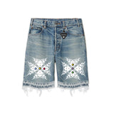 "Taboo" Jeweled Denim Short (Blue)